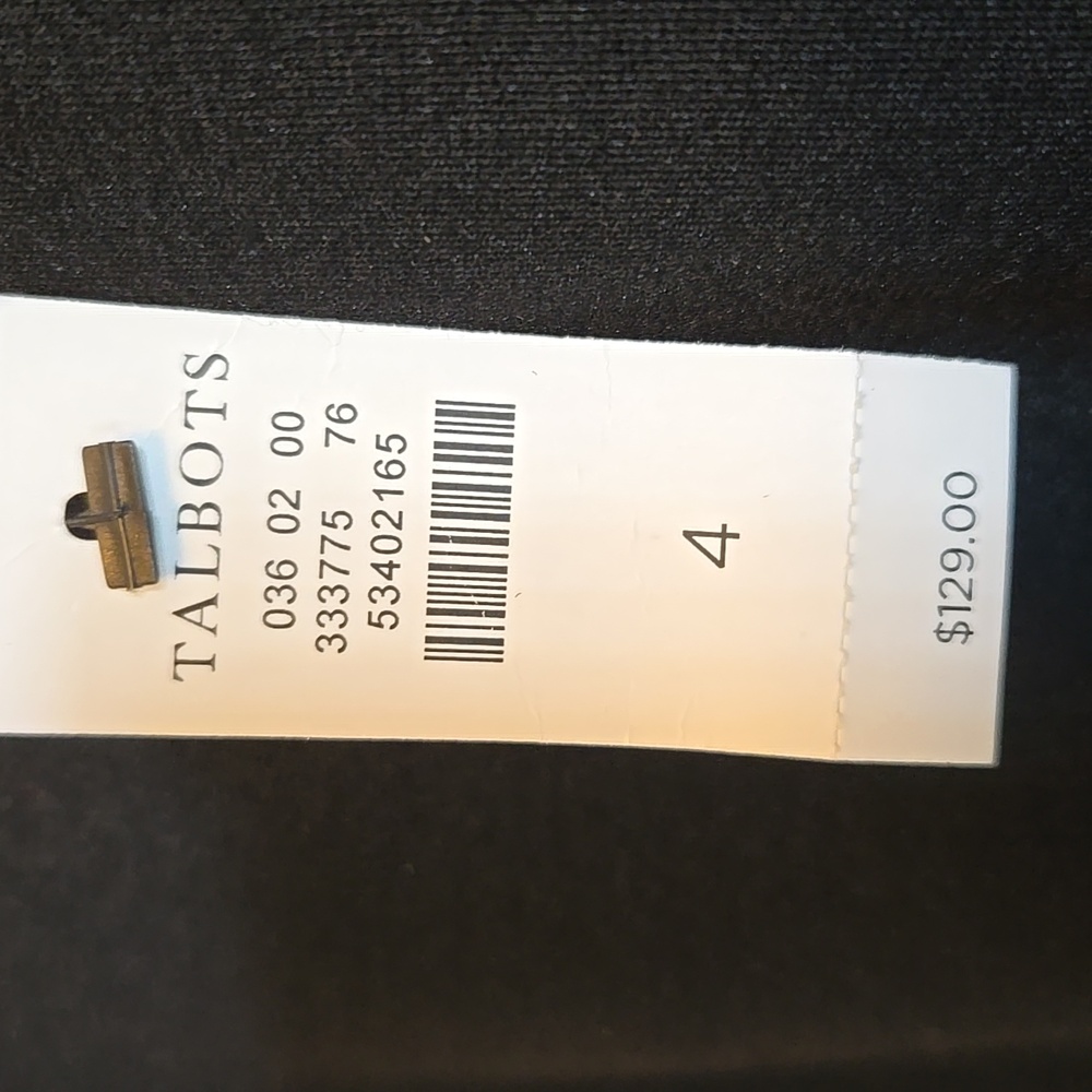 Talbots-Black round neck 3/4 sleeved dress with faux leather trim Sz 4. NWT. - Picture 2 of 10
